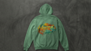 Hoodie grün, Logo hinten