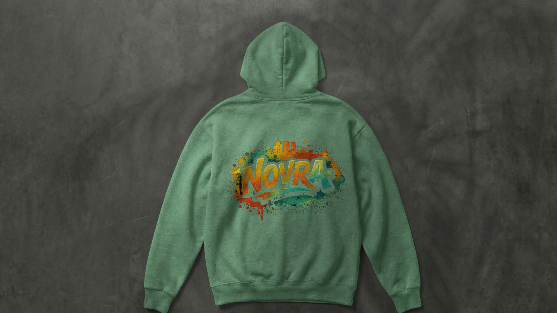 Hoodie grün, Logo hinten