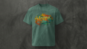 T-Shirt grün, kurzärmelig, Logo mitte
