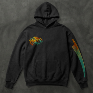 Hoodie schwarz, Logo seitlich + Pfeil am Ärmel